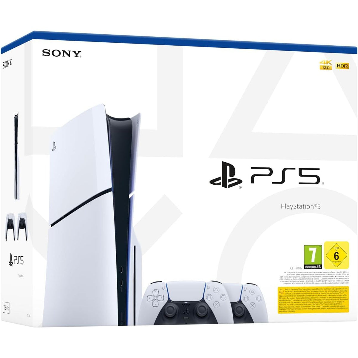 PlayStation 5 Slim Disc Console with Two DualSense Wireless Controllers