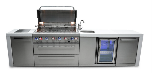 Mont Alpi 805 Deluxe Island with Beverage Center 6-Burner Grill 2 Infrared Burners